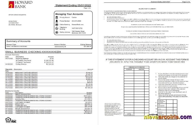 USA Howard bank statement 4 pages